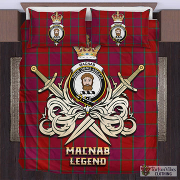 MacNab Old Tartan Bedding Set with Clan Crest and the Golden Sword of Courageous Legacy