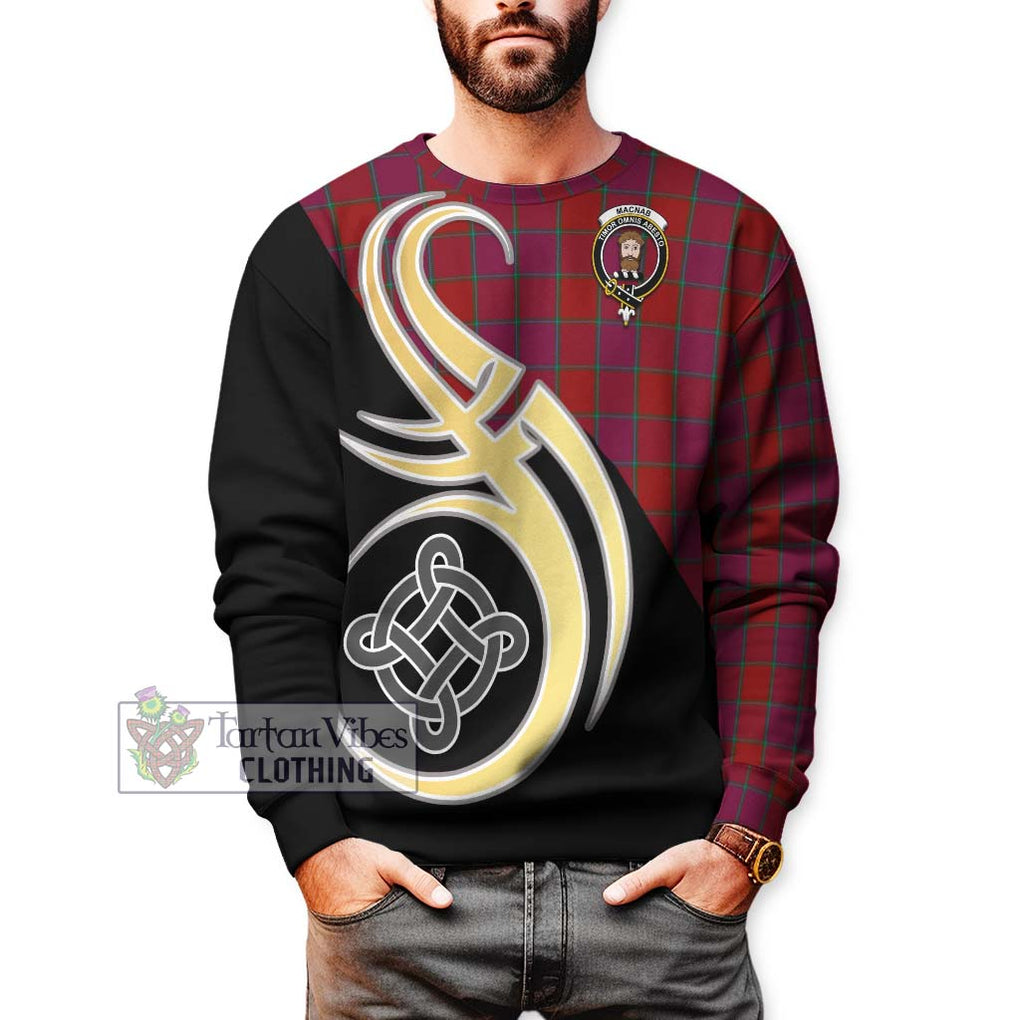 MacNab Old Tartan Sweatshirt with Family Crest and Celtic Symbol Style Unisex - Tartan Vibes Clothing