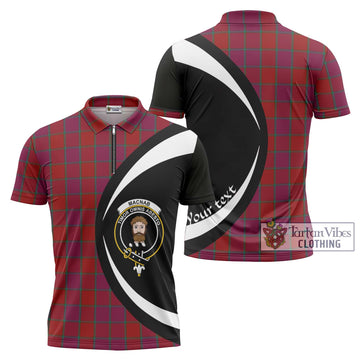 MacNab Old Tartan Zipper Polo Shirt with Family Crest Circle Style