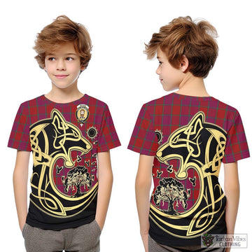 MacNab Old Tartan Kid T-Shirt with Family Crest Celtic Wolf Style