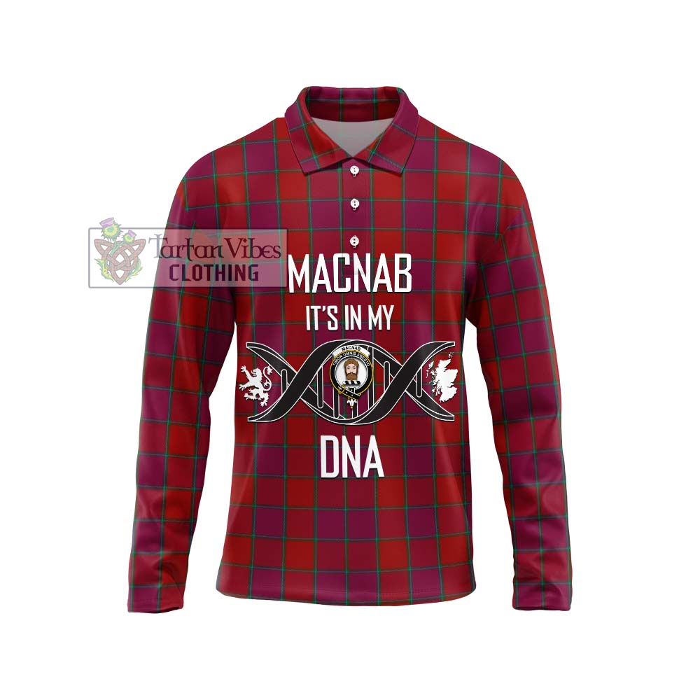 MacNab Old Tartan Long Sleeve Polo Shirt with Family Crest DNA In Me Style Unisex - Tartanvibesclothing Shop