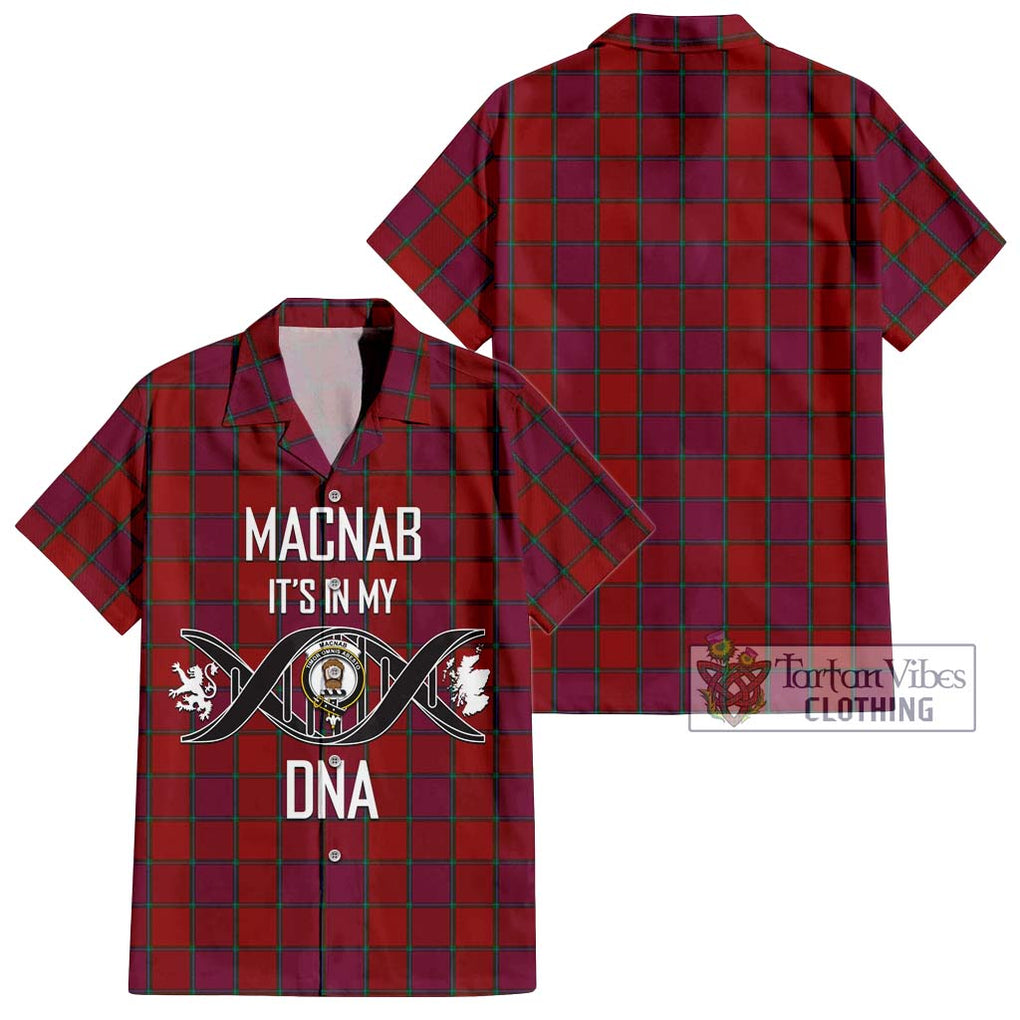 MacNab Old Tartan Short Sleeve Button Shirt with Family Crest DNA In Me Style Kid - Tartanvibesclothing Shop