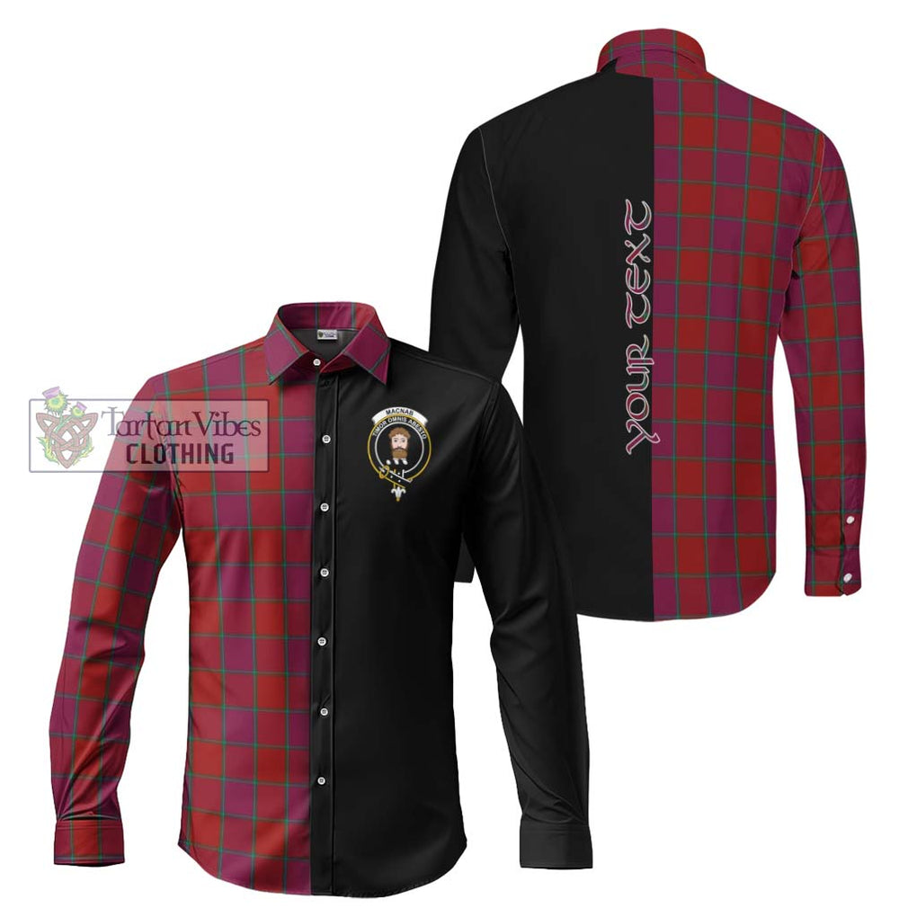 MacNab Old Tartan Long Sleeve Button Shirt with Family Crest and Half Of Me Style Men's Shirt S - Tartanvibesclothing Shop