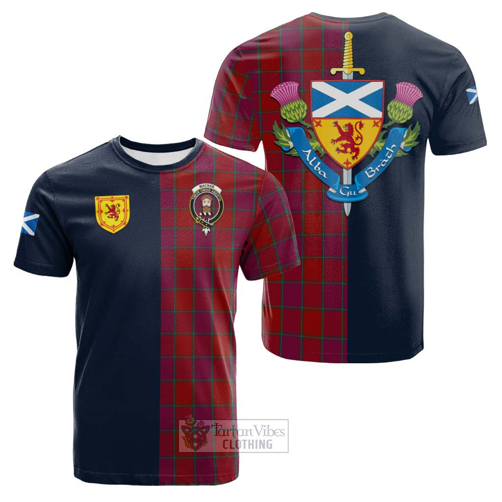 Tartan Vibes Clothing MacNab Old Tartan Cotton T-shirt with Scottish Lion Royal Arm Half Style