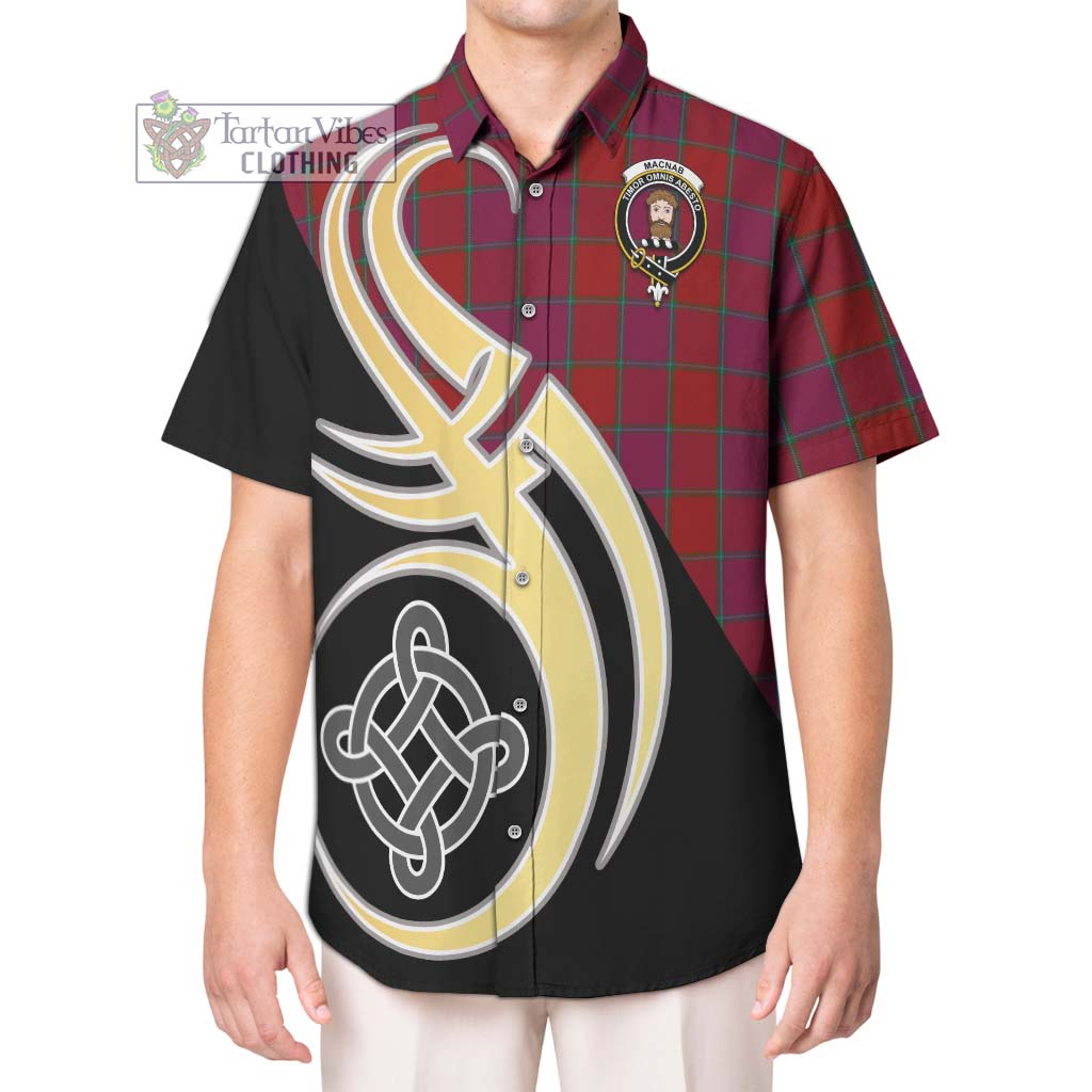 MacNab Old Tartan Short Sleeve Button Shirt with Family Crest and Celtic Symbol Style Kid - Tartan Vibes Clothing