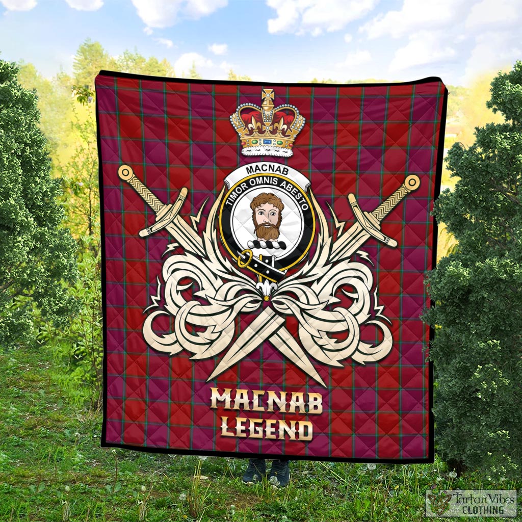 Tartan Vibes Clothing MacNab Old Tartan Quilt with Clan Crest and the Golden Sword of Courageous Legacy