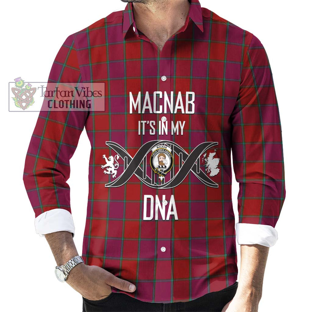 MacNab Old Tartan Long Sleeve Button Shirt with Family Crest DNA In Me Style Men's Shirt S - Tartanvibesclothing Shop