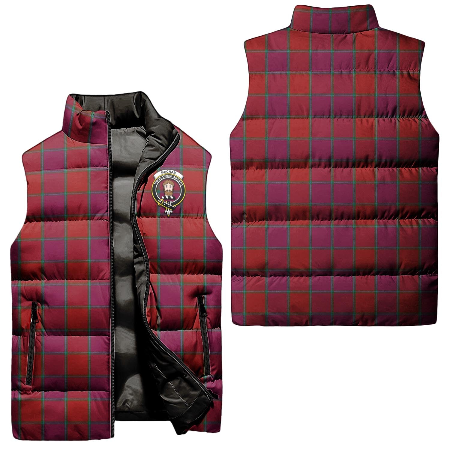 MacNab Old Tartan Sleeveless Puffer Jacket with Family Crest Unisex - Tartanvibesclothing