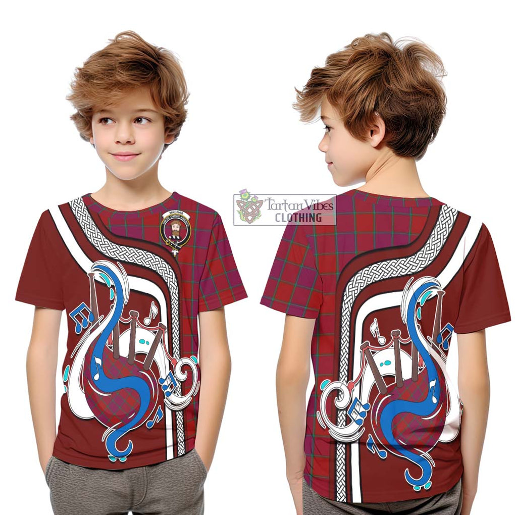 Tartan Vibes Clothing MacNab Old Tartan Kid T-Shirt with Epic Bagpipe Style