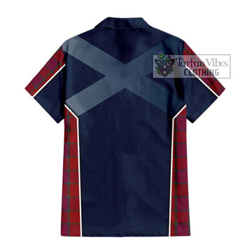 MacNab Old Tartan Short Sleeve Button Shirt with Family Crest and Lion Rampant Vibes Sport Style