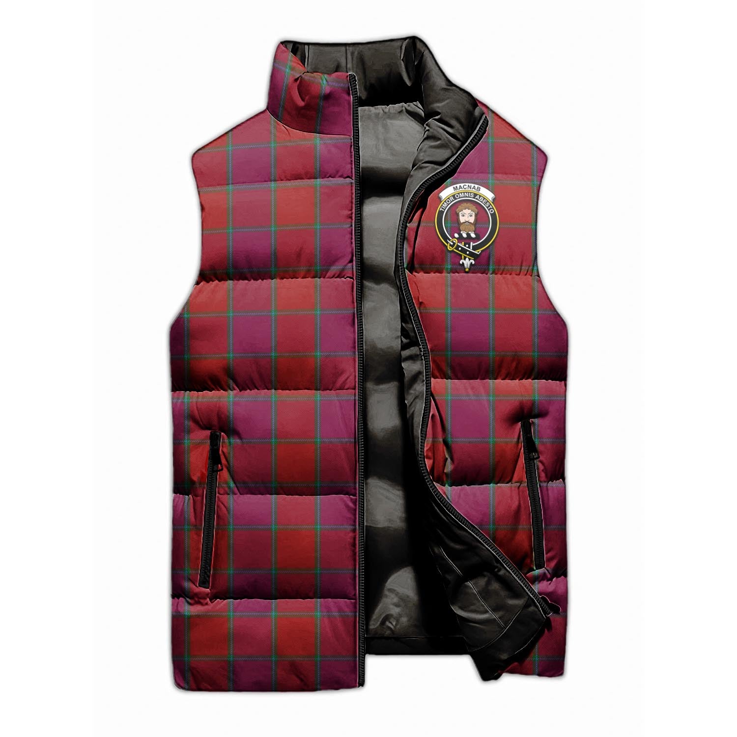 MacNab Old Tartan Sleeveless Puffer Jacket with Family Crest - Tartanvibesclothing