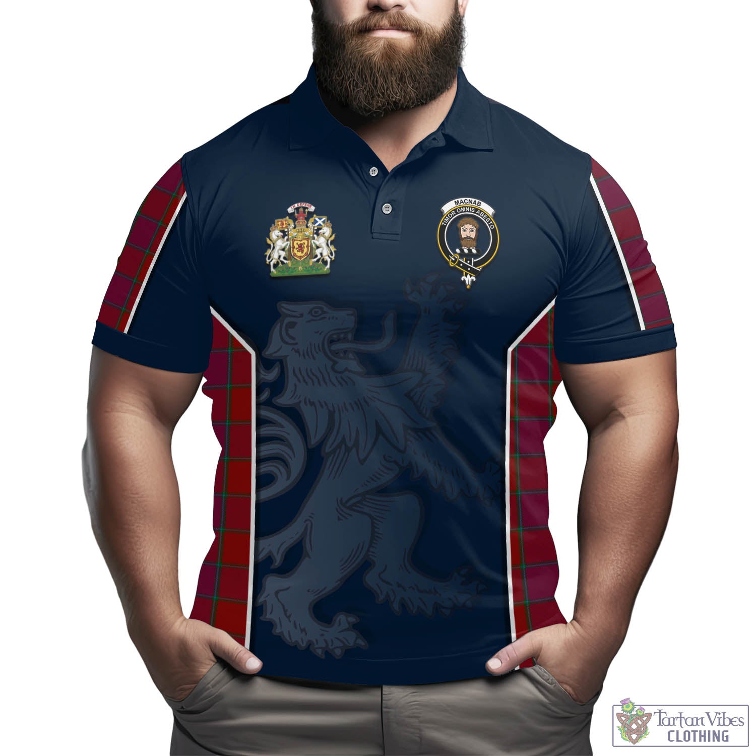 Tartan Vibes Clothing MacNab Old Tartan Men's Polo Shirt with Family Crest and Lion Rampant Vibes Sport Style