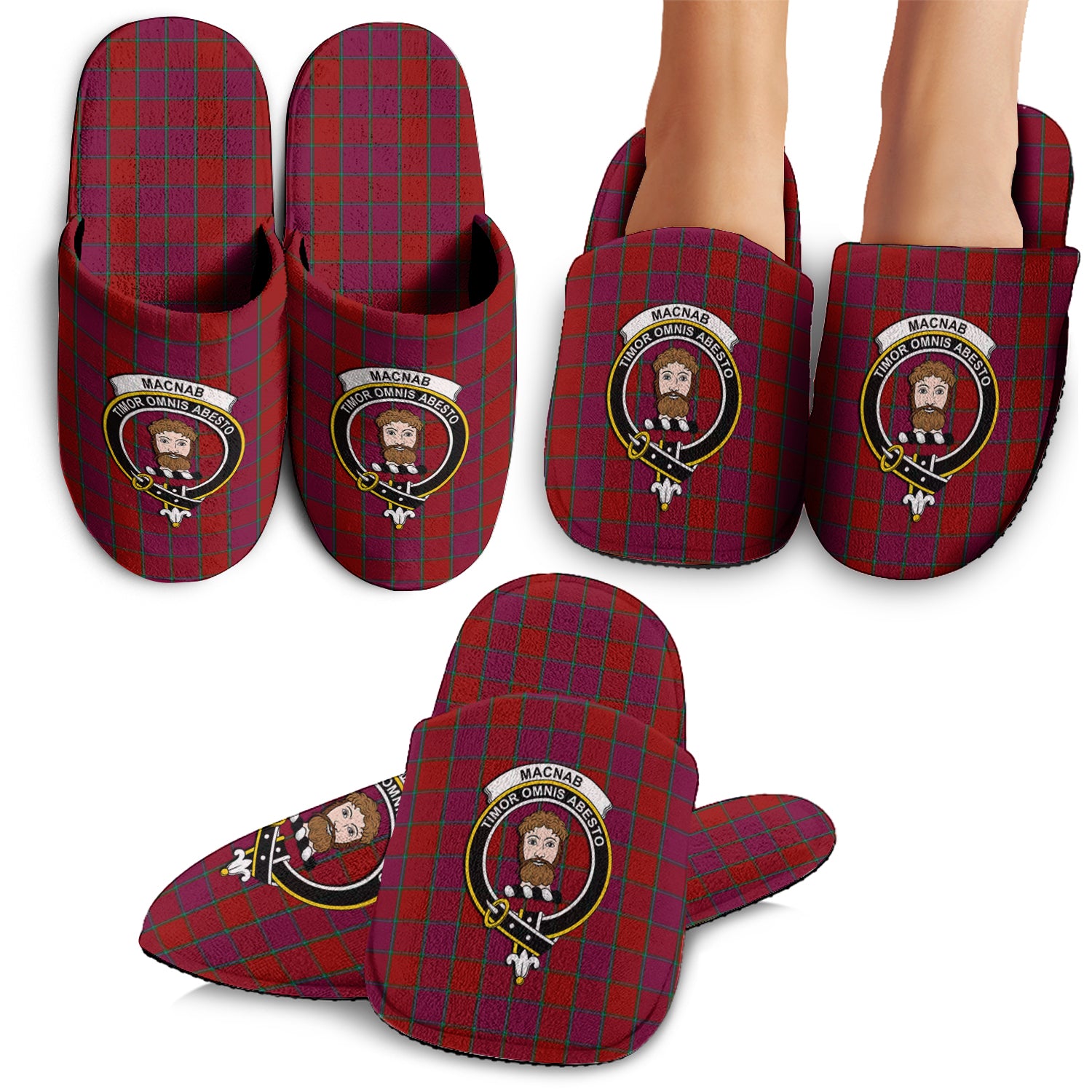 MacNab Old Tartan Home Slippers with Family Crest - Tartanvibesclothing