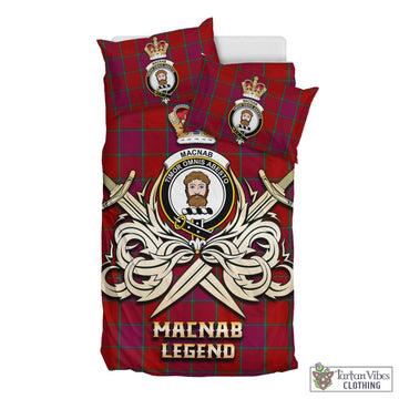 MacNab Old Tartan Bedding Set with Clan Crest and the Golden Sword of Courageous Legacy