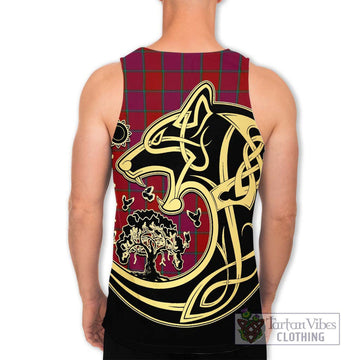 MacNab Old Tartan Men's Tank Top with Family Crest Celtic Wolf Style