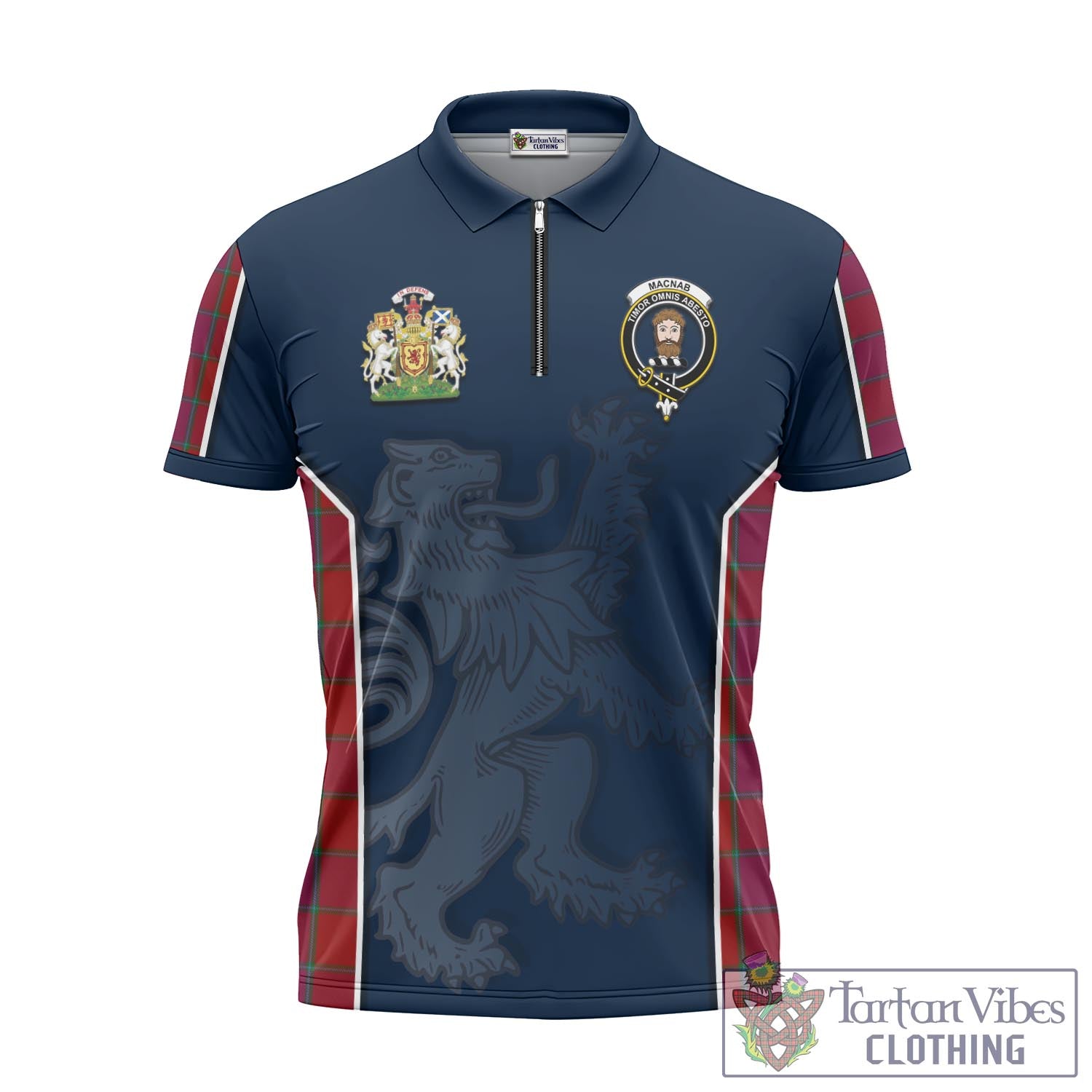 Tartan Vibes Clothing MacNab Old Tartan Zipper Polo Shirt with Family Crest and Lion Rampant Vibes Sport Style