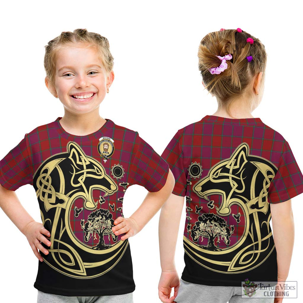 MacNab Old Tartan Kid T-Shirt with Family Crest Celtic Wolf Style - Tartan Vibes Clothing