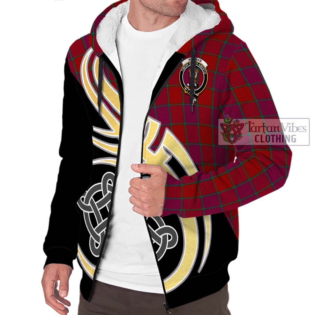 MacNab Old Tartan Sherpa Hoodie with Family Crest and Celtic Symbol Style - Tartan Vibes Clothing