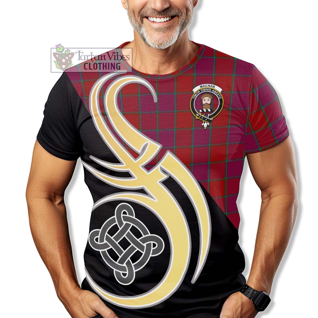 Tartan Vibes Clothing MacNab Old Tartan T-Shirt with Family Crest and Celtic Symbol Style