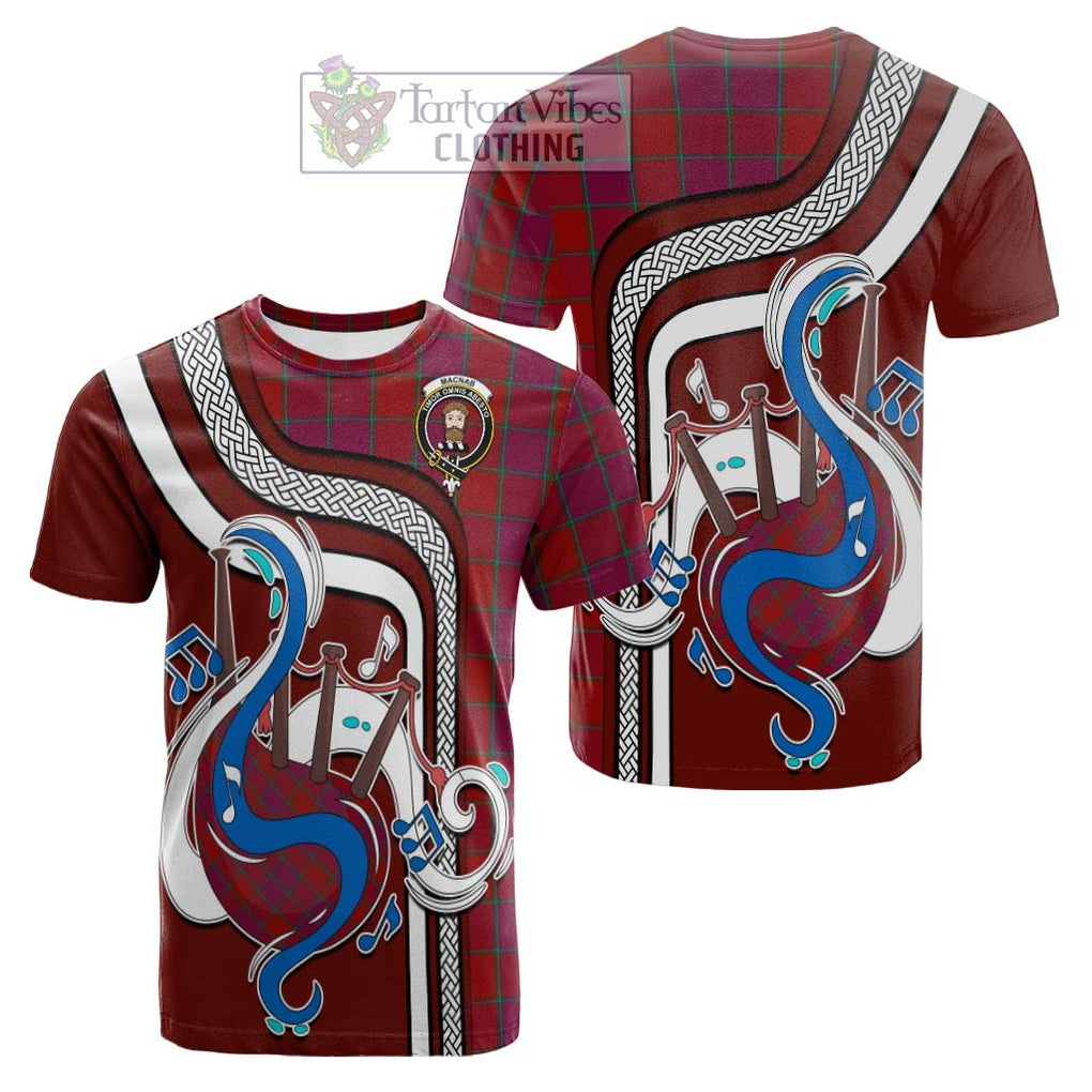 Tartan Vibes Clothing MacNab Old Tartan Cotton T-shirt with Epic Bagpipe Style