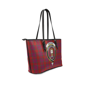 MacNab Old Tartan Leather Tote Bag with Family Crest