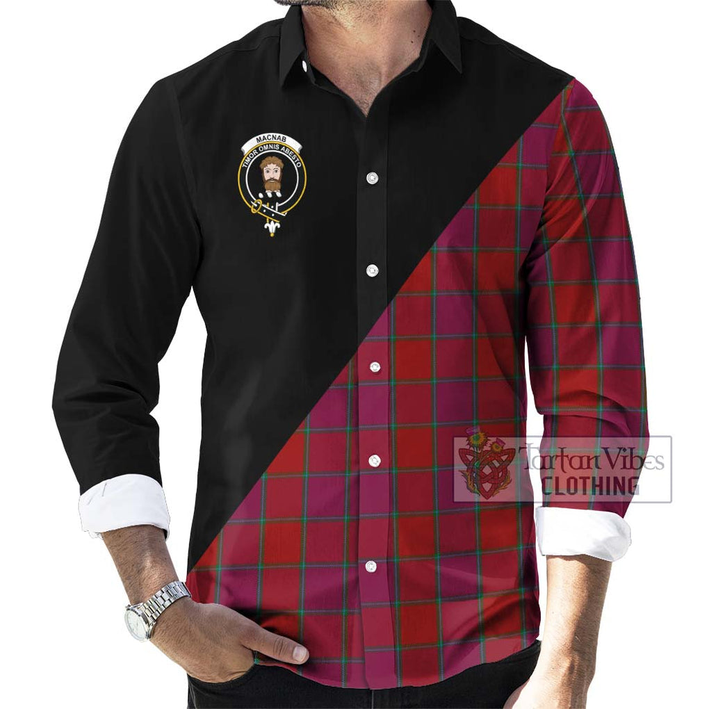 MacNab Old Tartan Long Sleeve Button Shirt with Family Crest and Military Logo Style - Tartanvibesclothing Shop