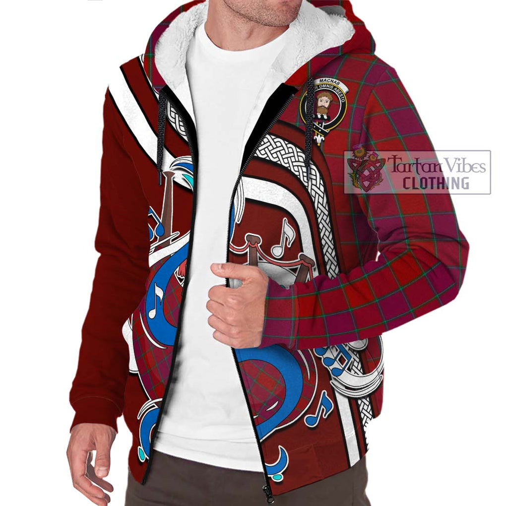 MacNab Old Tartan Sherpa Hoodie with Epic Bagpipe Style Unisex - Tartanvibesclothing Shop