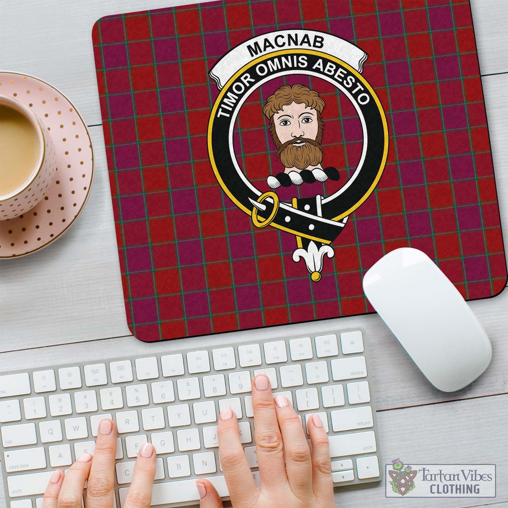 Tartan Vibes Clothing MacNab Old Tartan Mouse Pad with Family Crest