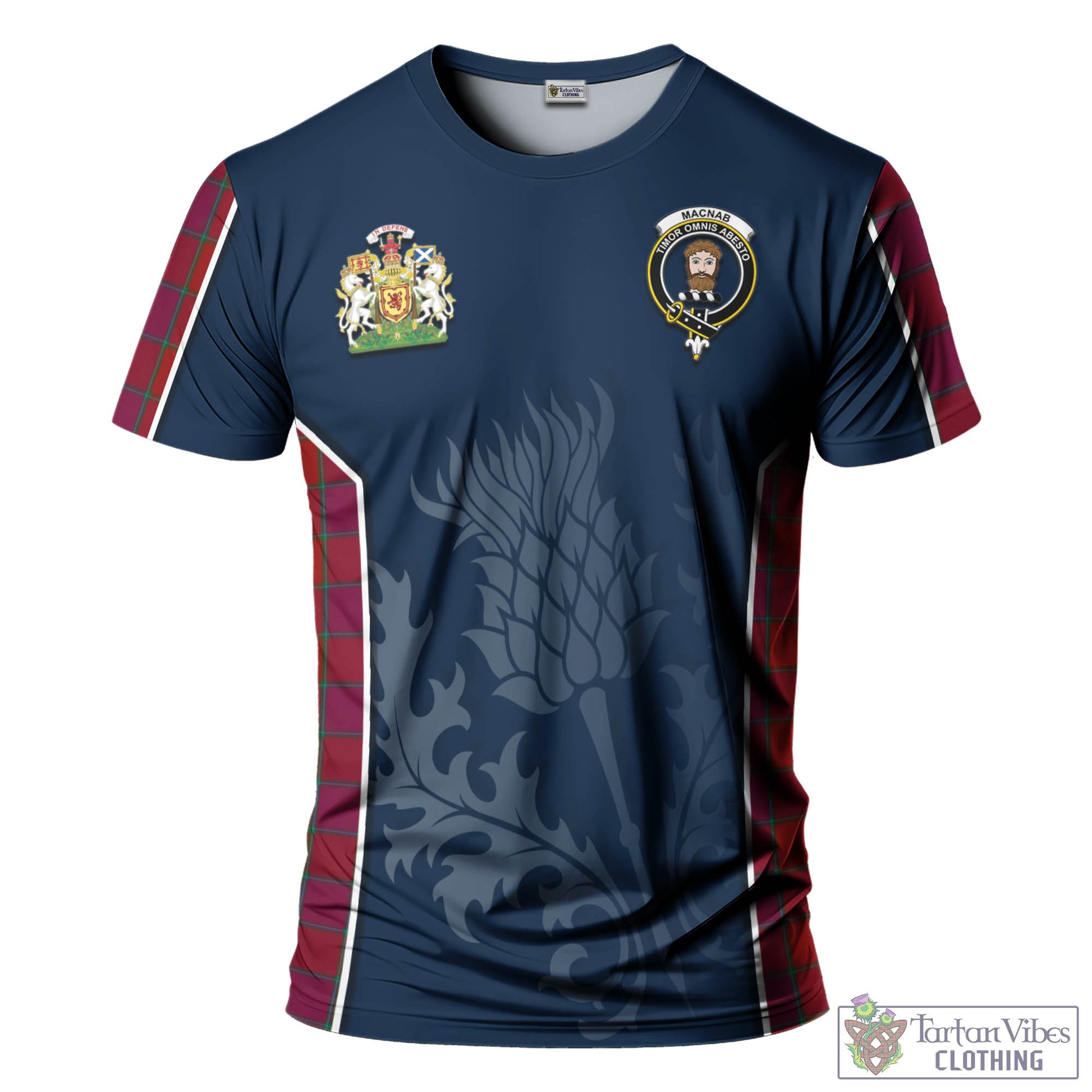 Tartan Vibes Clothing MacNab Old Tartan T-Shirt with Family Crest and Scottish Thistle Vibes Sport Style