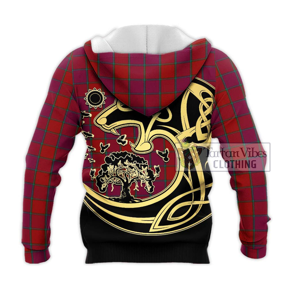 MacNab Old Tartan Knitted Hoodie with Family Crest Celtic Wolf Style - Tartan Vibes Clothing