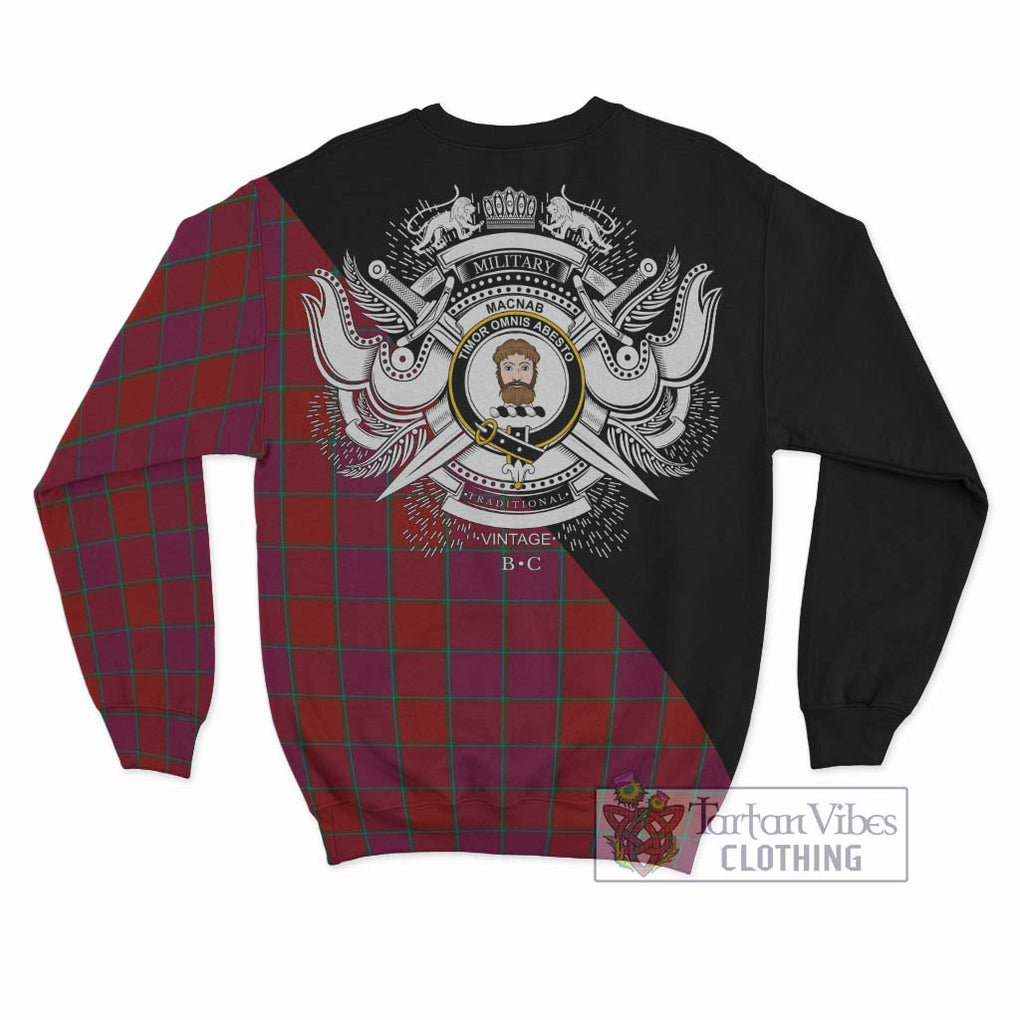 MacNab Old Tartan Sweatshirt with Family Crest and Military Logo Style - Tartanvibesclothing Shop