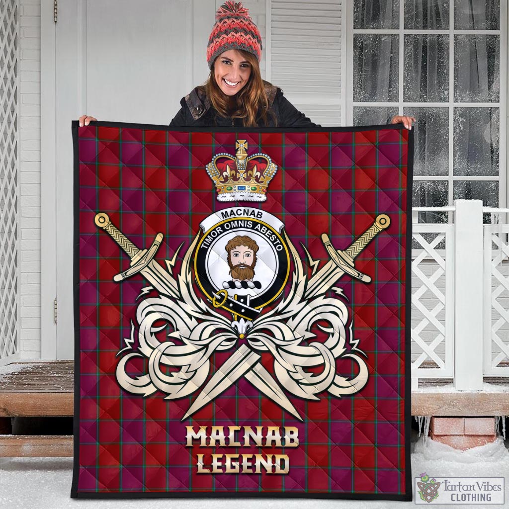 Tartan Vibes Clothing MacNab Old Tartan Quilt with Clan Crest and the Golden Sword of Courageous Legacy