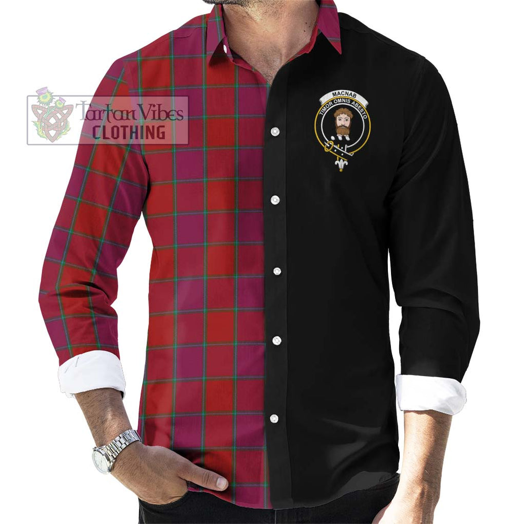 MacNab Old Tartan Long Sleeve Button Shirt with Family Crest and Half Of Me Style - Tartanvibesclothing Shop