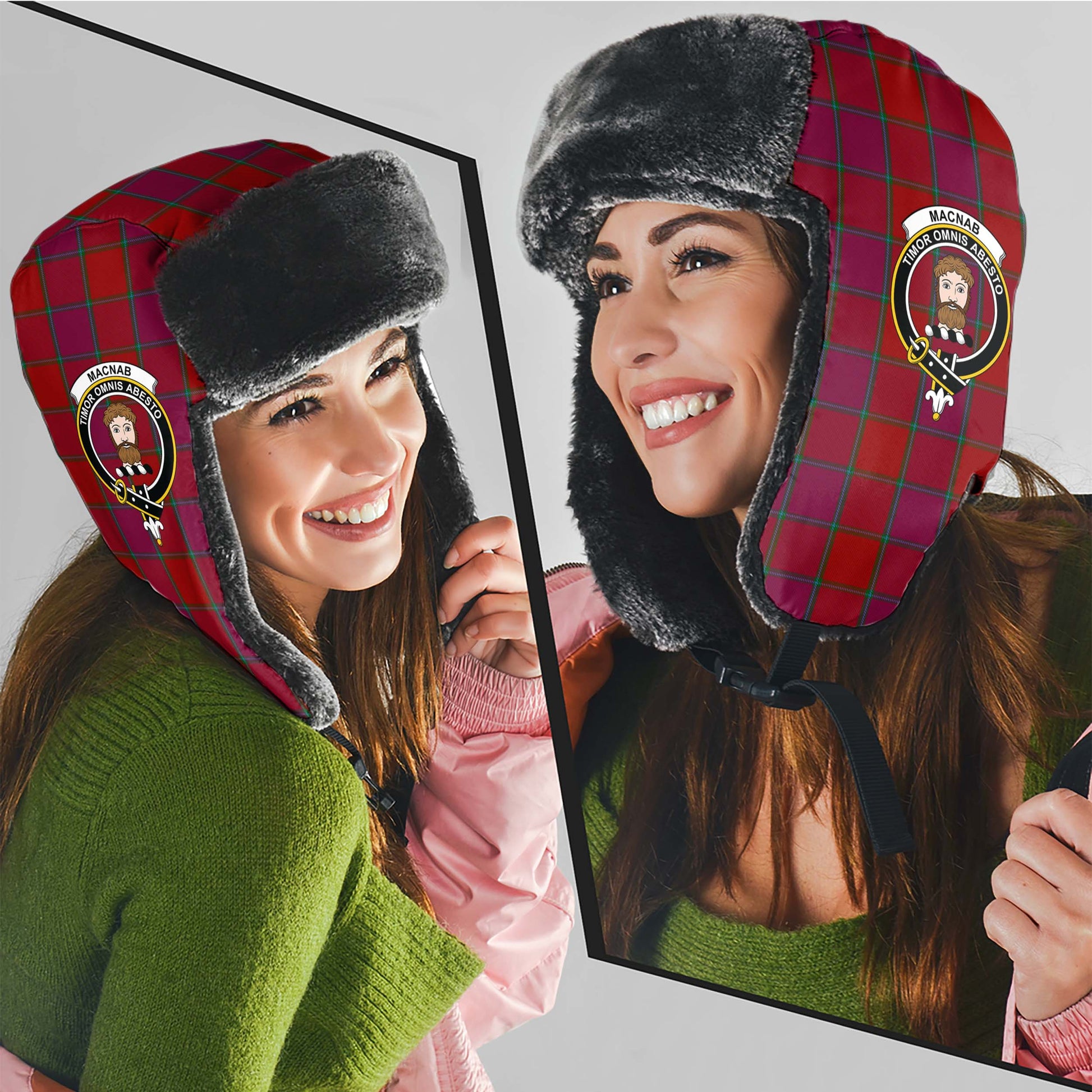 MacNab Old Tartan Winter Trapper Hat with Family Crest - Tartanvibesclothing