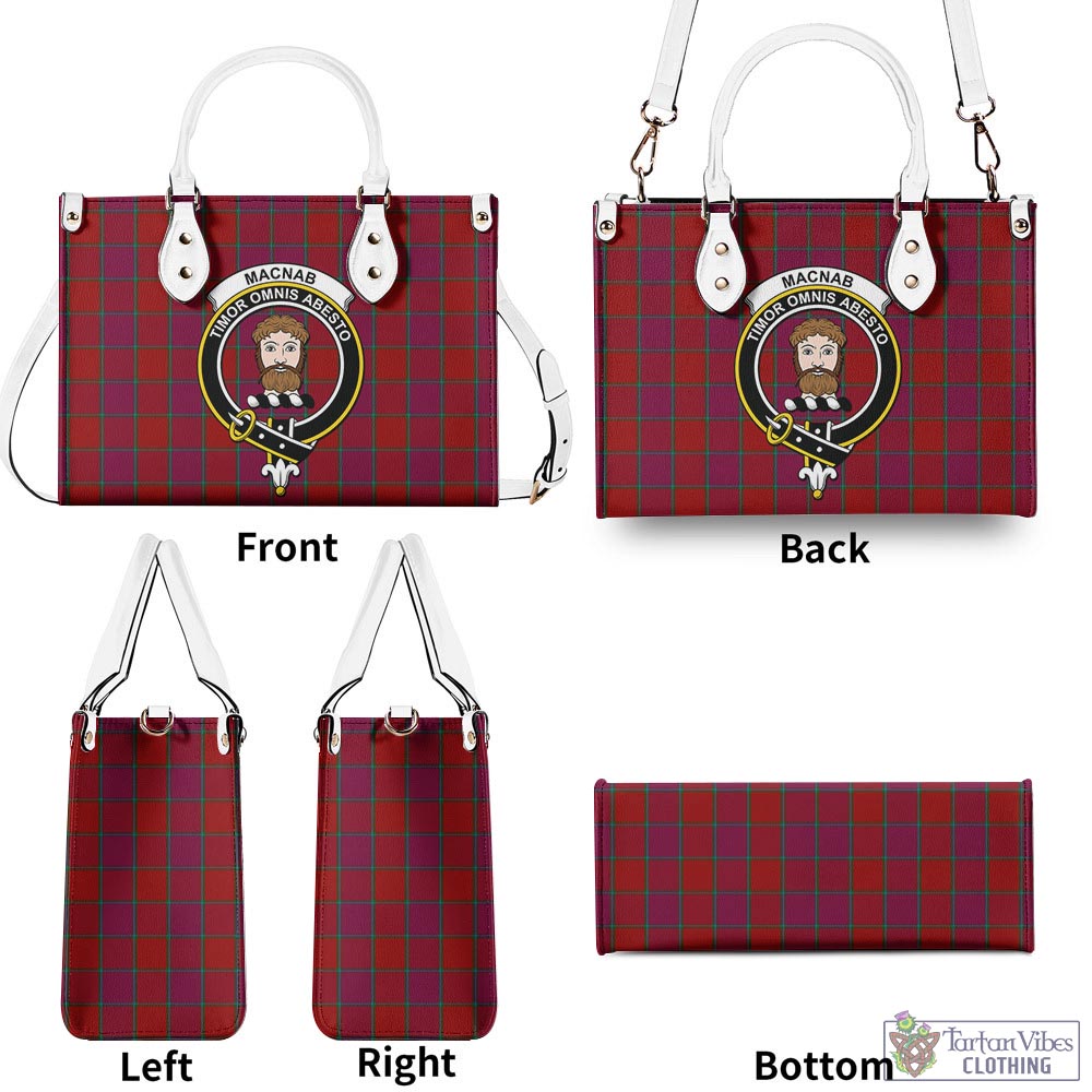 Tartan Vibes Clothing MacNab Old Tartan Luxury Leather Handbags with Family Crest