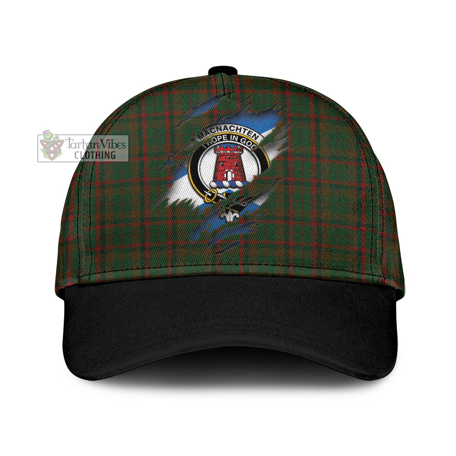 Tartan Vibes Clothing MacNachten Hunting Tartan Classic Cap with Family Crest In Me Style