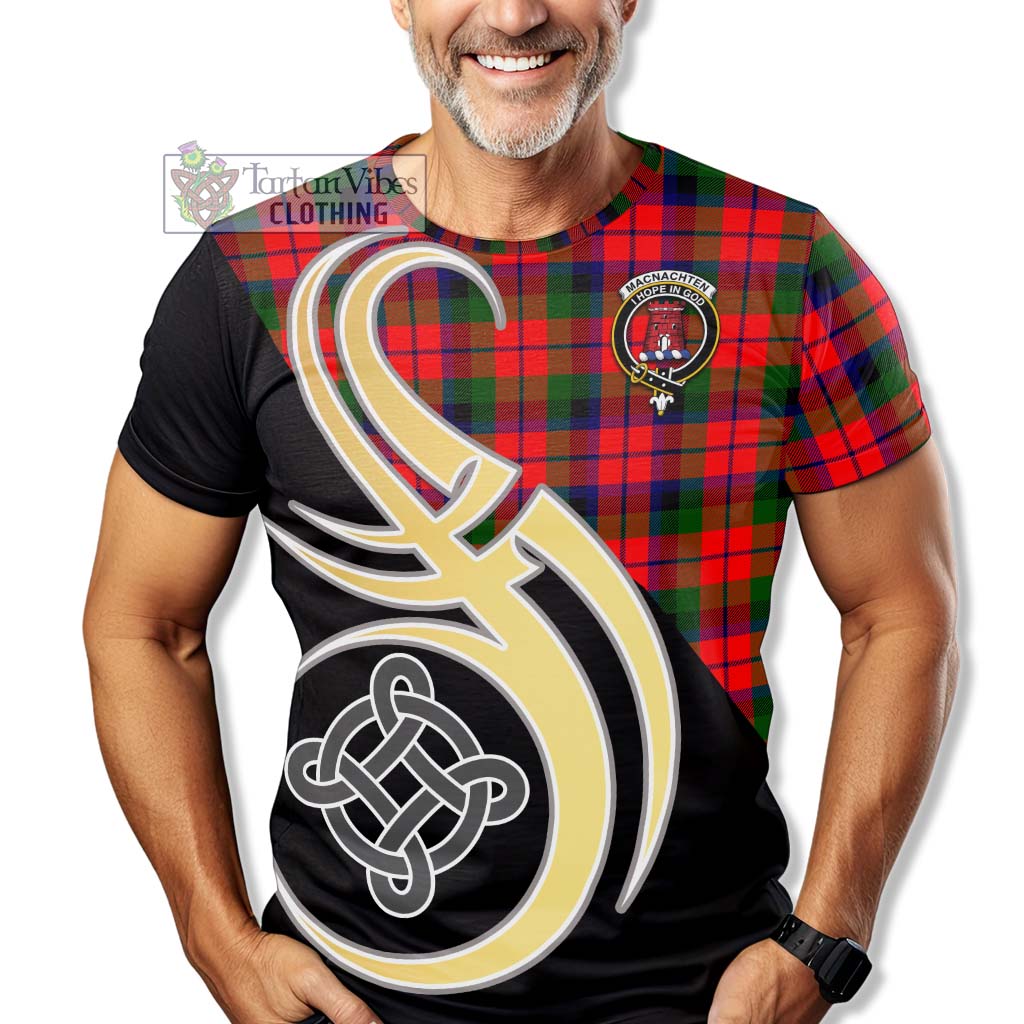 Tartan Vibes Clothing MacNachten Modern Tartan T-Shirt with Family Crest and Celtic Symbol Style