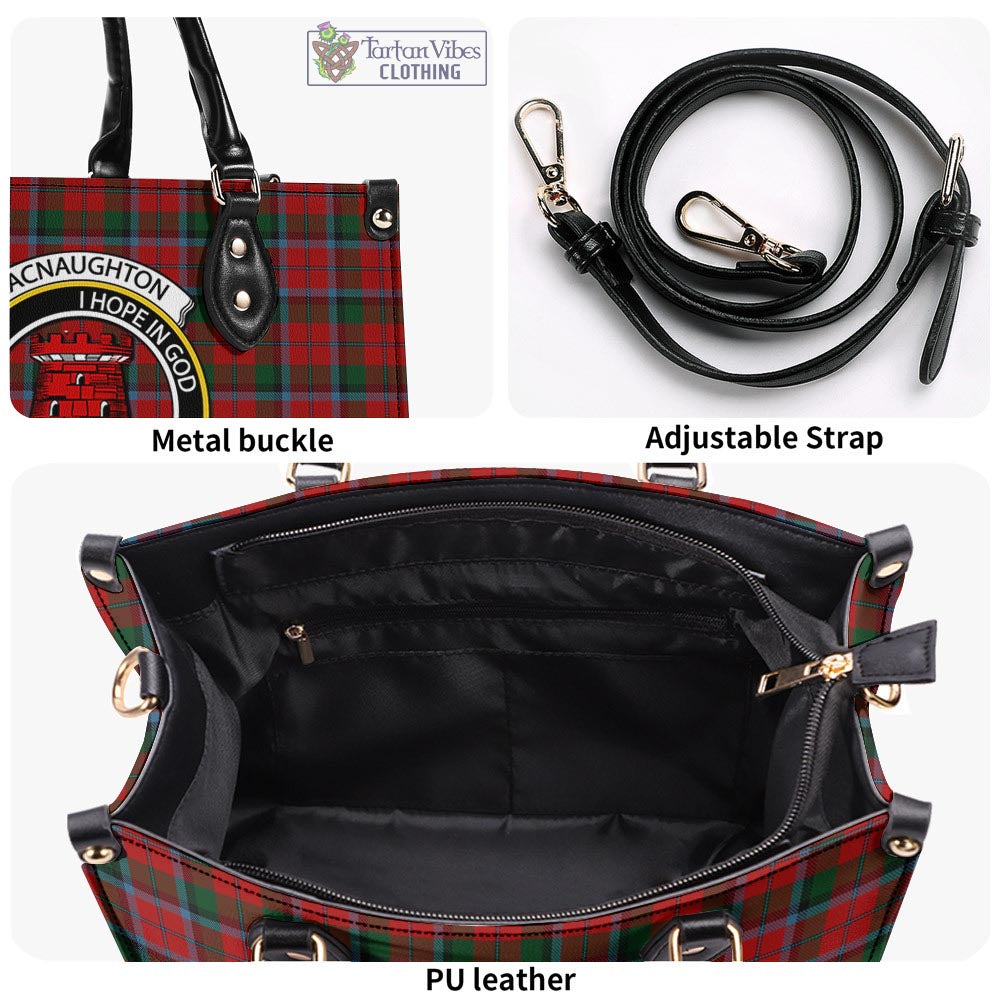 Tartan Vibes Clothing MacNaughton Tartan Luxury Leather Handbags with Family Crest