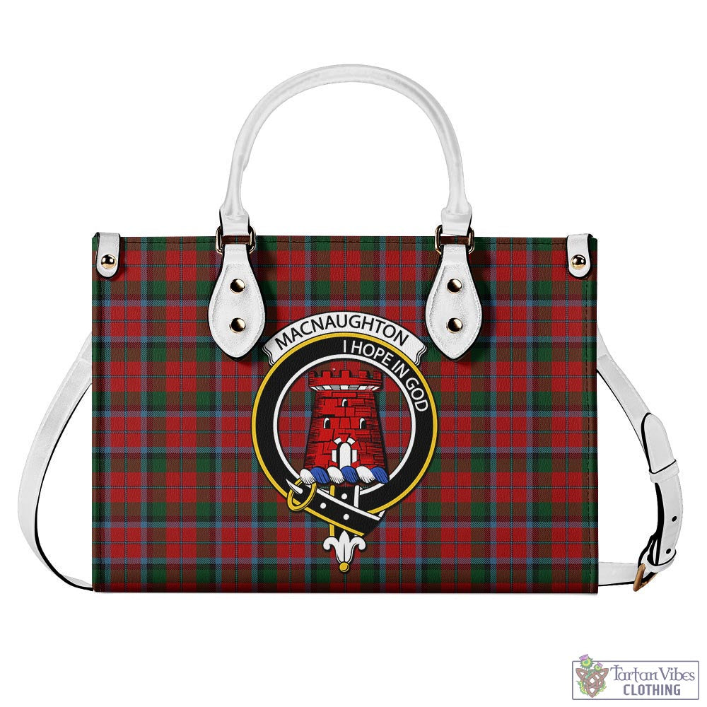 Tartan Vibes Clothing MacNaughton Tartan Luxury Leather Handbags with Family Crest