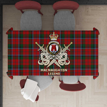 MacNaughton (McNaughton) Tartan Tablecloth with Clan Crest and the Golden Sword of Courageous Legacy