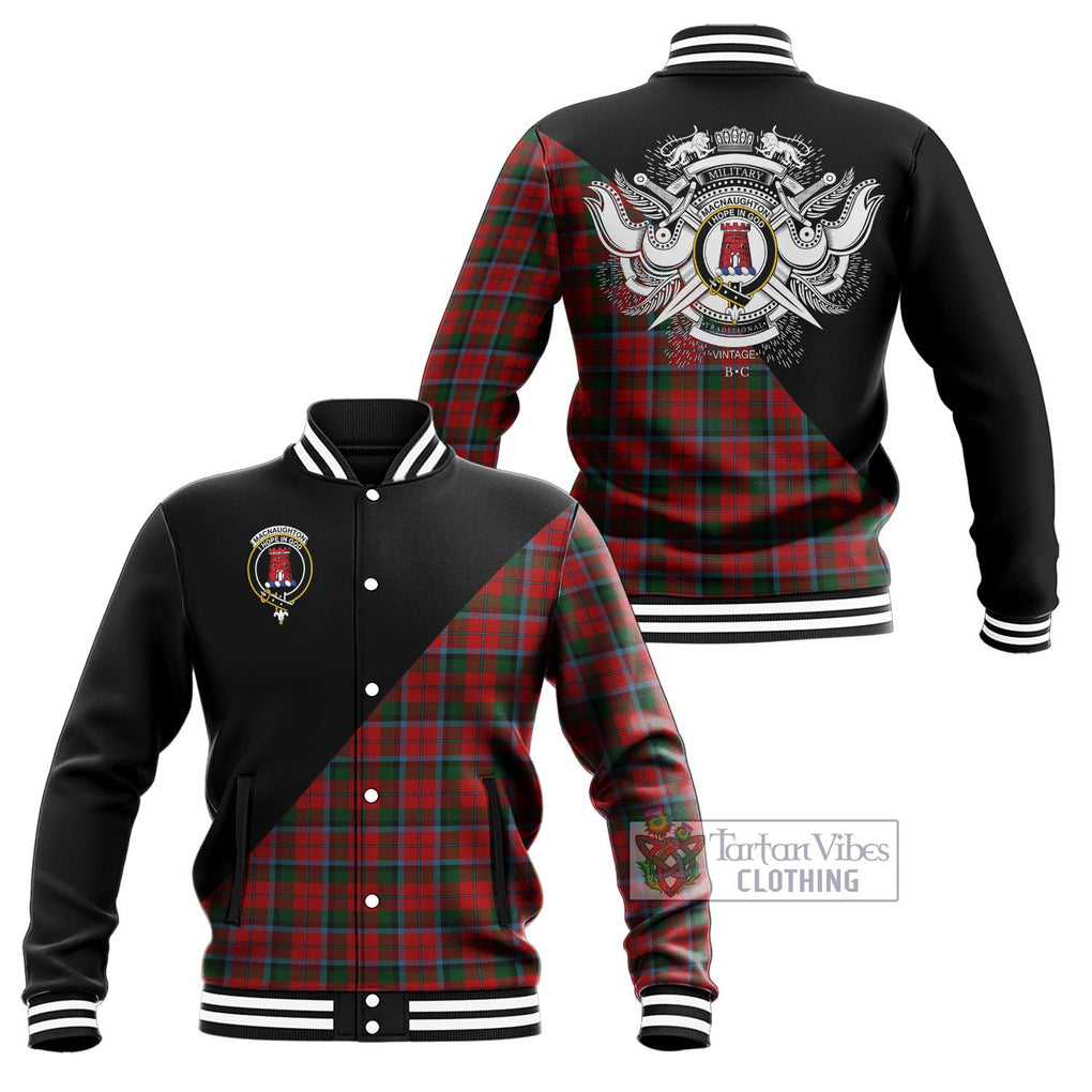 MacNaughton (McNaughton) Tartan Baseball Jacket with Family Crest and Military Logo Style Unisex - Tartan Vibes Clothing