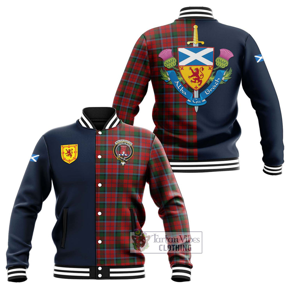 MacNaughton (McNaughton) Tartan Baseball Jacket Alba with Scottish Lion Royal Arm Half Style Unisex - Tartan Vibes Clothing