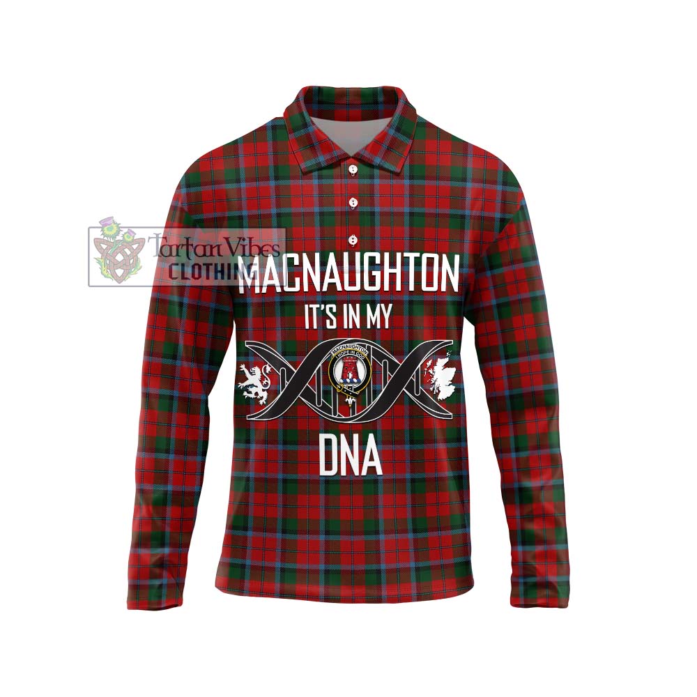 MacNaughton (McNaughton) Tartan Long Sleeve Polo Shirt with Family Crest DNA In Me Style Unisex - Tartanvibesclothing Shop