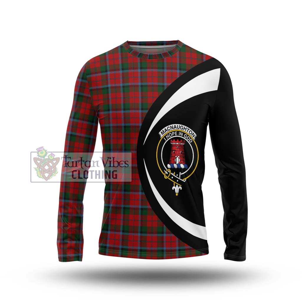 MacNaughton (McNaughton) Tartan Long Sleeve T-Shirt with Family Crest Circle Style Unisex - Tartan Vibes Clothing