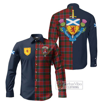 MacNaughton (McNaughton) Tartan Long Sleeve Button Shirt Alba with Scottish Lion Royal Arm Half Style