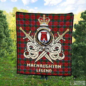 MacNaughton (McNaughton) Tartan Quilt with Clan Crest and the Golden Sword of Courageous Legacy