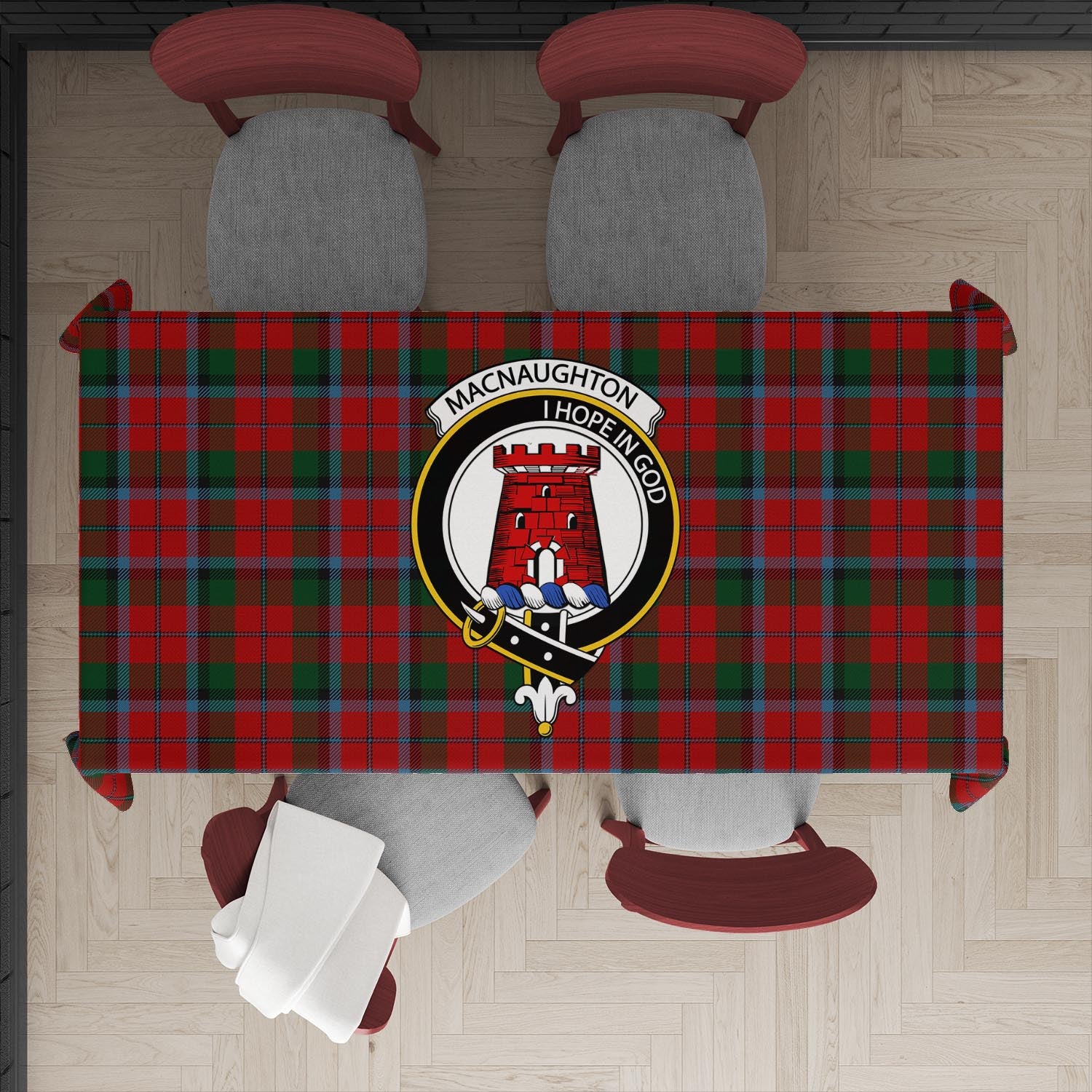 MacNaughton (McNaughton) Tartan Tablecloth with Family Crest XL 57.1"x70.9"(145x180cm) - Tartan Vibes Clothing