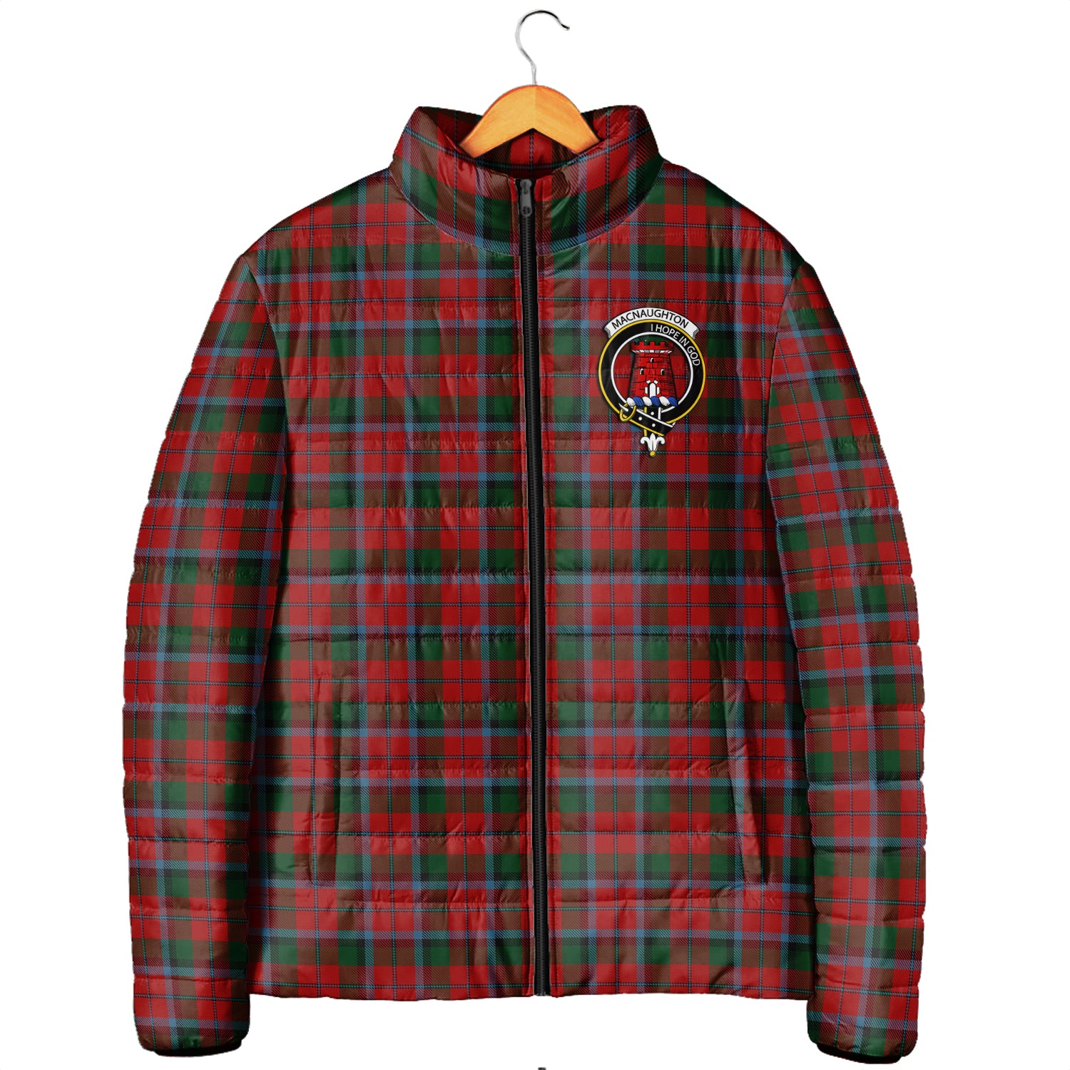 MacNaughton (McNaughton) Tartan Padded Jacket with Family Crest Men's Padded Jacket - Tartan Vibes Clothing