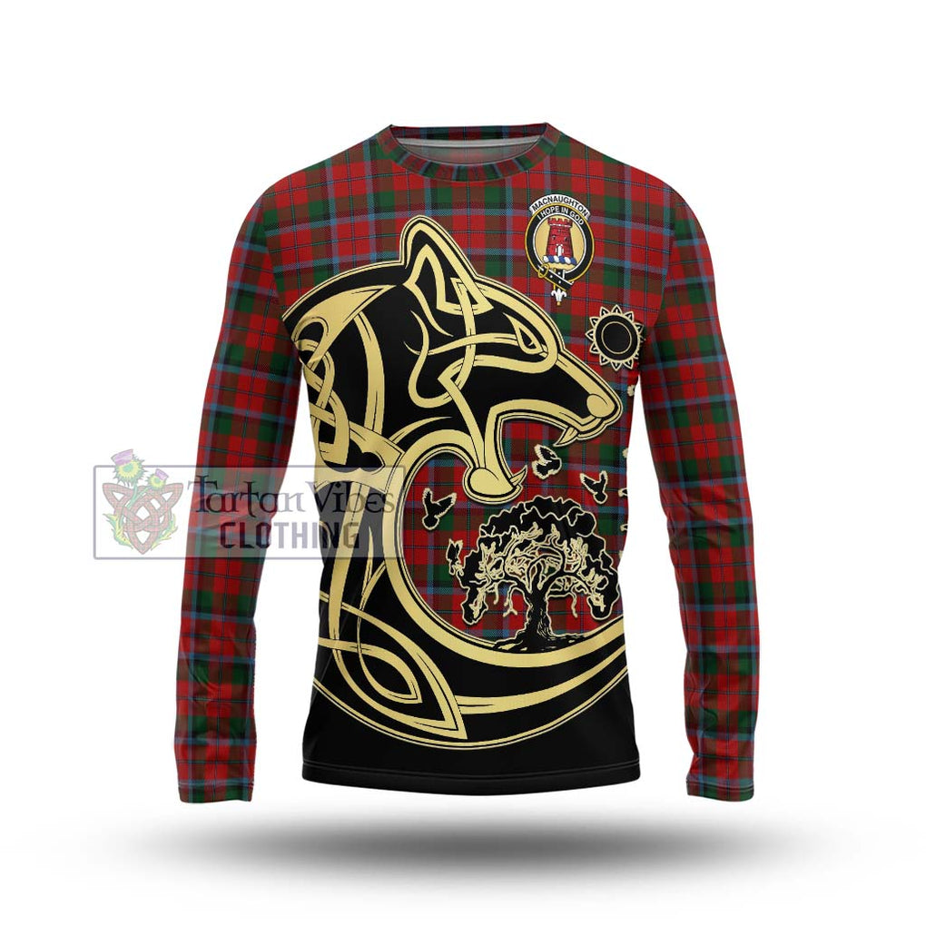 MacNaughton (McNaughton) Tartan Long Sleeve T-Shirt with Family Crest Celtic Wolf Style Unisex - Tartan Vibes Clothing