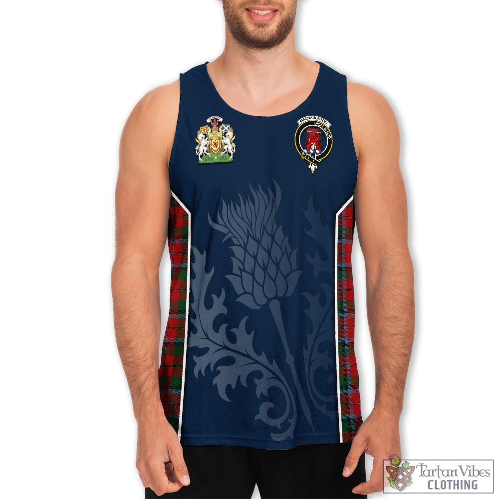 Tartan Vibes Clothing MacNaughton Tartan Men's Tanks Top with Family Crest and Scottish Thistle Vibes Sport Style